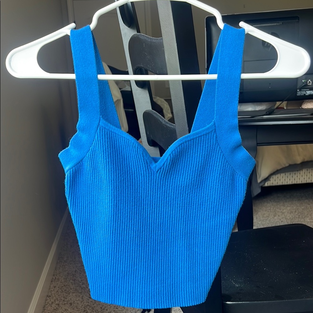 Abercrombie & Fitch Blue Ribbed Women's Tank Top